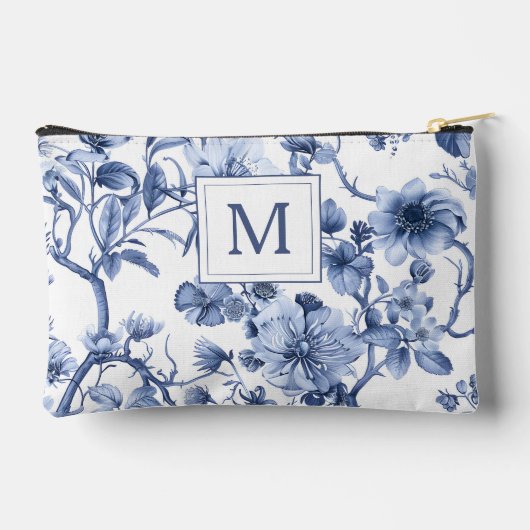 Blue Chinoiserie Toile Pattern Monogram Etui (Achterkant)