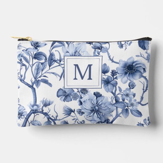 Blue Chinoiserie Toile Pattern Monogram  Etui (Voorkant)