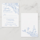Blue Chinoiserie Toile Wedding Website RSVP Informatiekaartje (Voorkant / Achterkant)