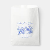 Blue Chinoiserie Tortelduifjes bruiloft Bedankzakje (Voorkant)