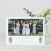 Blue Chinoiserie Tree Kerstkaart Kaart (Staand voorkant)