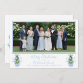 Blue Chinoiserie Tree Kerstkaart Kaart (Voorkant / Achterkant)