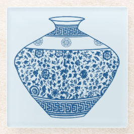 Blue Chinoiserie Vase Ginger Jar Glazen Onderzetter