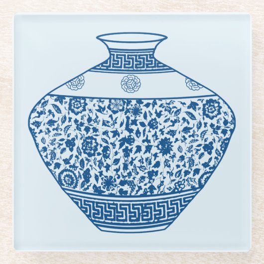  Blue Chinoiserie Vase Ginger Jar Glazen Onderzetter (Voorkant)