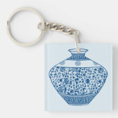  Blue Chinoiserie Vase Ginger Jar Sleutelhanger (voorkant)