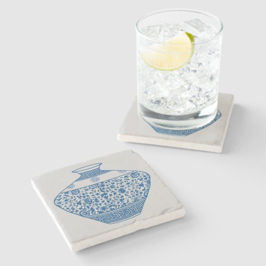  Blue Chinoiserie Vase Ginger Jar Stenen Onderzetter (Zijkant)