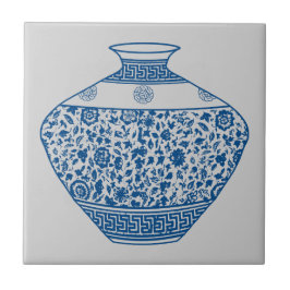  Blue Chinoiserie Vase Ginger Jar Tegeltje
