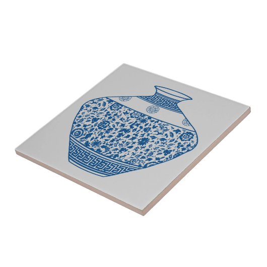  Blue Chinoiserie Vase Ginger Jar Tegeltje (Zijkant)