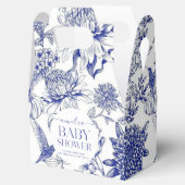 Blue Chinoiserie Victoriaans Bloemen baby shower Bedankdoosjes (Geopend)