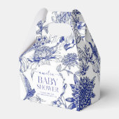 Blue Chinoiserie Victoriaans Bloemen baby shower Bedankdoosjes (Voorkant Zijde)