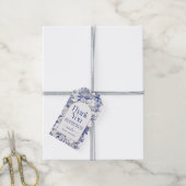 Blue Chinoiserie Victoriaans Bloemen baby shower Cadeaulabel (Met Touw)