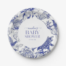 Blue Chinoiserie Victoriaans Bloemen baby shower