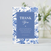 Blue Chinoiserie Vintage Bridal Shower Bedankkaart (Staand voorkant)