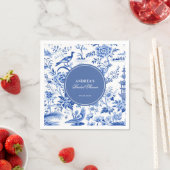 Blue chinoiserie vintage bridal shower servet (Insitu)