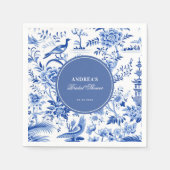Blue chinoiserie vintage bridal shower servet (Voorkant)