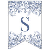 Blue Chinoiserie Vintage Floral Baby Shower Decor Vlaggetjes (Eerste vlag)