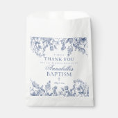 Blue Chinoiserie Vintage Floral Baptism Dessert Bedankzakje (Voorkant)