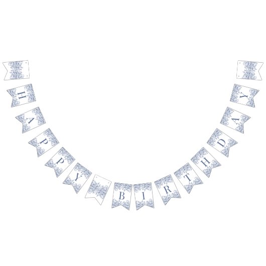 Blue Chinoiserie Vintage Floral Birthday Decor Vlaggetjes (Alle)