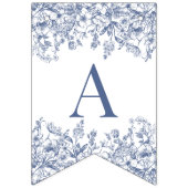 Blue Chinoiserie Vintage Floral Birthday Decor Vlaggetjes (Derde vlag)