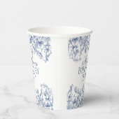 Blue Chinoiserie Vintage Floral Birthday Papieren Bekers (Rechts)