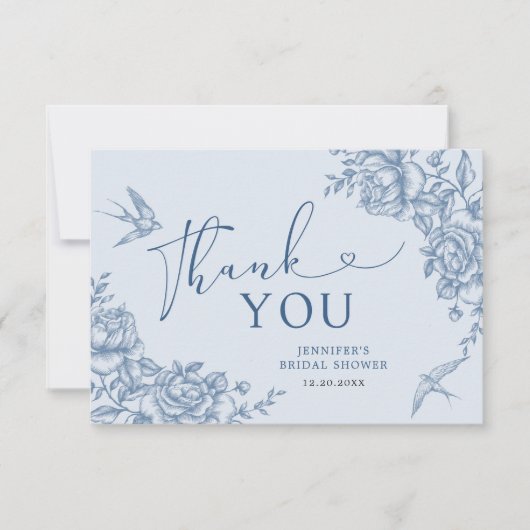 Blue Chinoiserie Vrijgezellenfeest bedankje Bedankkaart (Voorkant)