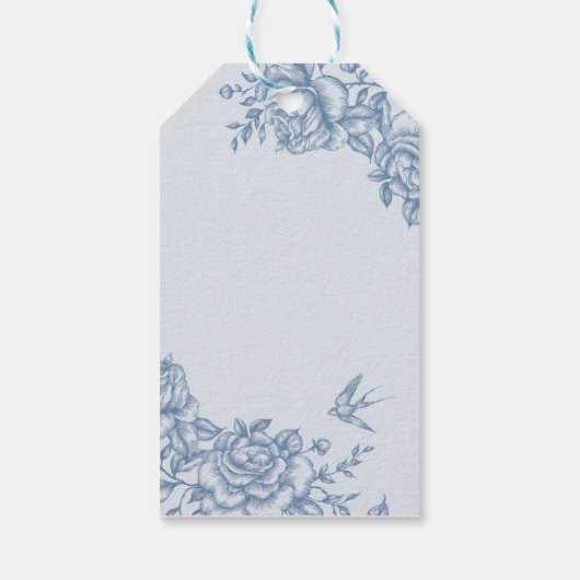 Blue Chinoiserie Vrijgezellenfeest Dank u Label Cadeaulabel (Achterkant)