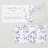 Blue Chinoiserie Vrijgezellenfeest Recept Aanvraag Informatiekaartje (Voorkant / Achterkant)