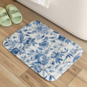Blue Chinoiserie Watercolor Floral Botanical Badmat