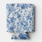 Blue Chinoiserie Watercolor Floral Botanical Blikjeskoeler (Achterkant)