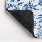 Blue Chinoiserie Watercolor Floral Botanical Muismat (Hoek)