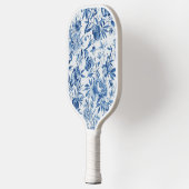 Blue Chinoiserie Watercolor Floral Botanical Pickleball Paddle (Links)