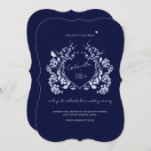 Blue Chinoiserie Wedding Invitation Kaart (Voorkant / Achterkant)