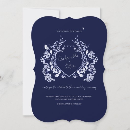 Blue Chinoiserie Wedding Invitation Kaart (Voorkant)