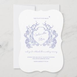 Blue Chinoiserie Wedding Invitation Kaart