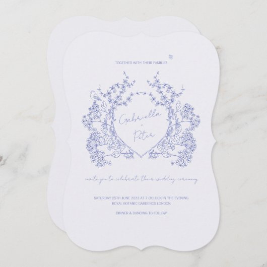Blue Chinoiserie Wedding Invitation Kaart (Voorkant / Achterkant)