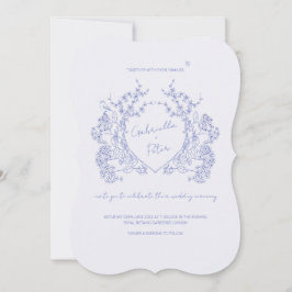 Blue Chinoiserie Wedding Invitation Kaart