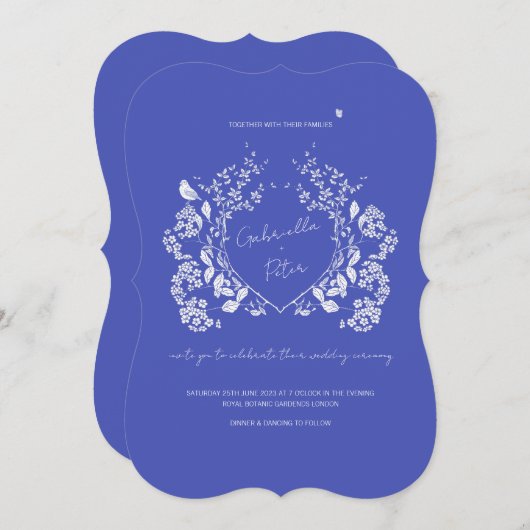 Blue Chinoiserie Wedding Invitation Kaart (Voorkant / Achterkant)