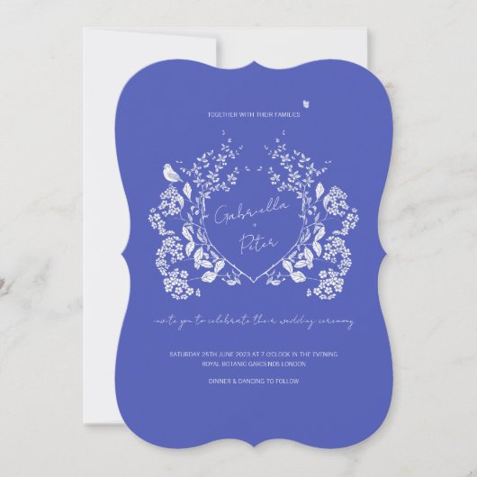 Blue Chinoiserie Wedding Invitation Kaart (Voorkant)