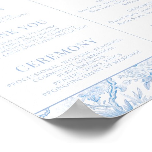Blue Chinoiserie Wedding Program Instant Download Poster (Hoek)