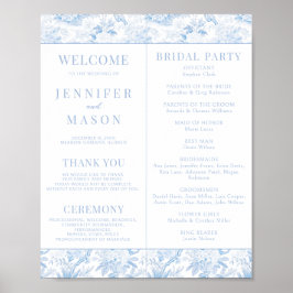 Blue Chinoiserie Wedding Program Instant Download Poster