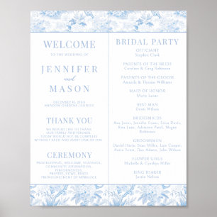 Blue Chinoiserie Wedding Program Instant Download Poster