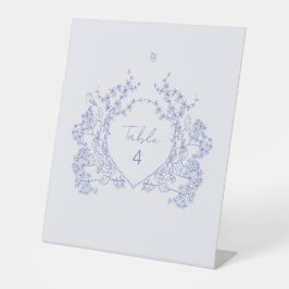 Blue Chinoiserie Wedding Table Number Pedestal Sig Reclamebord Met Voetstuk