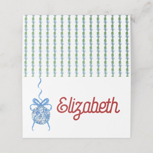 Blue Chinoserie Ornament gevouwen plaats kaart Plaatskaartje (Buitenkant ongevouwen)