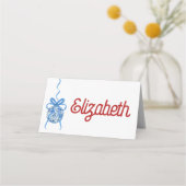 Blue Chinoserie Ornament gevouwen plaats kaart Plaatskaartje (Voorkant)