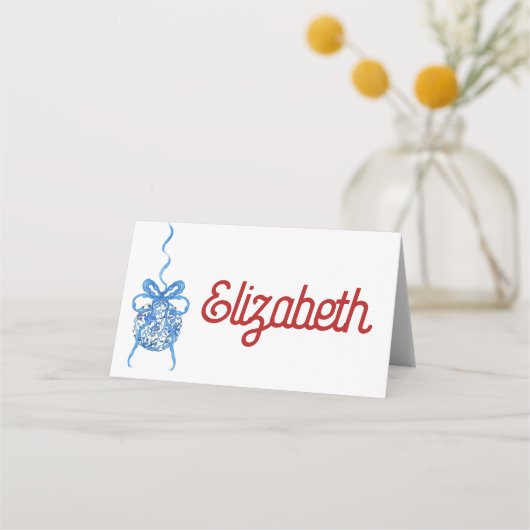 Blue Chinoserie Ornament gevouwen plaats kaart Plaatskaartje (Voorkant)