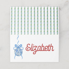 Blue Chinoserie Ornament gevouwen plaats kaart Plaatskaartje