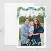 Blue Chinoserie Ornament Green Banner Kaart (Voorkant / Achterkant)