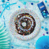 Blue Chocolate Donut met Sprinkles Paper Bord (Feest)