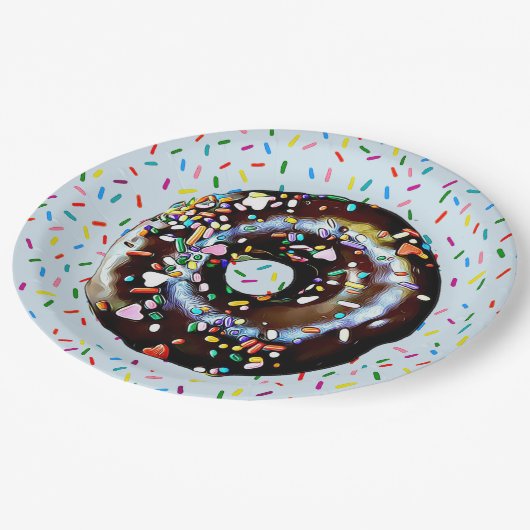 Blue Chocolate Donut met Sprinkles Paper Bord (Gekanteld)