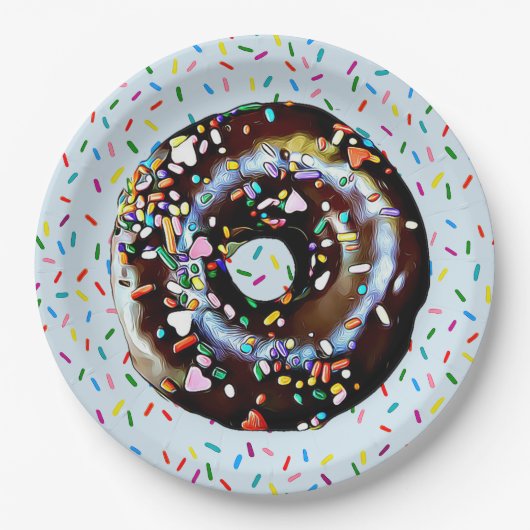 Blue Chocolate Donut met Sprinkles Paper Bord (Voorkant)